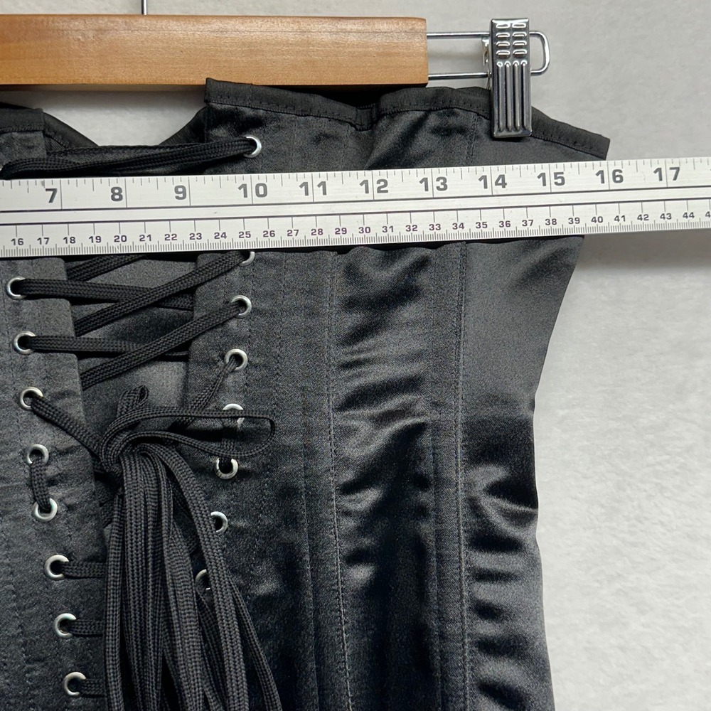 Vollers Corset Top Women EU 36 Black Satin Lace Up Steel Boned Made in England - Picture 14 of 16